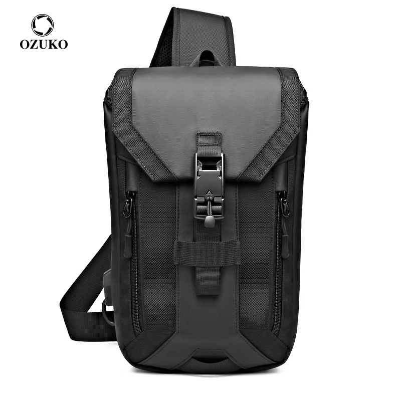 

OZUKO Fashion Men Crossbody Bags Multifunction Sling Shoulder Chest Bags High Quality Teenagers Waterproof Travel Messenger Bags