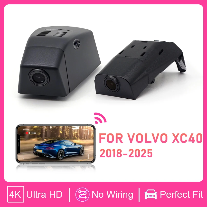 Dashcam for Volvo XC40 2018-2025 Plug and Play Wifi Car DVR Front and Rear 4K Dash Cam Driving Recorder, Car Camera for XC40