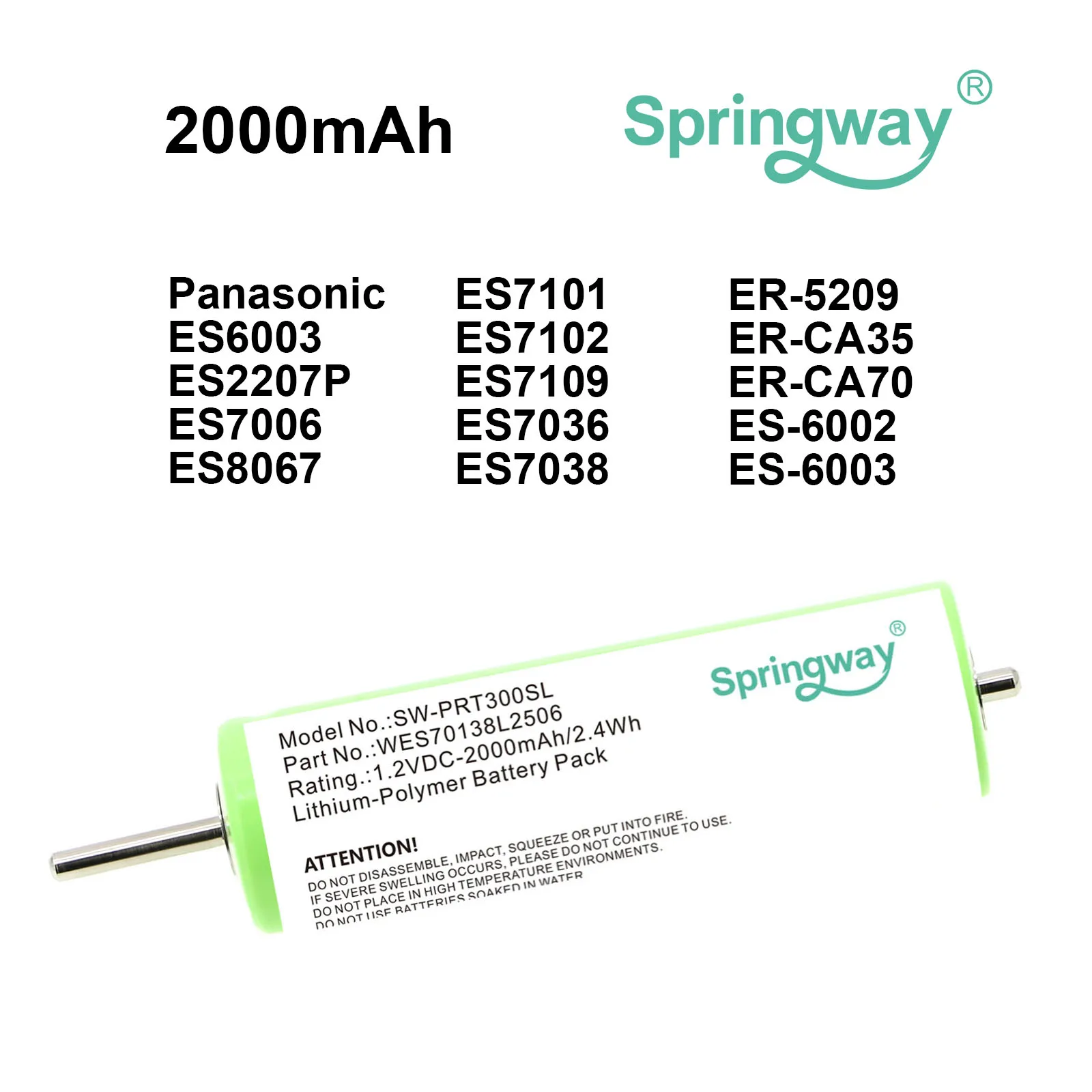 

2000mAh 1.2V Ni-MH Battery for Panasonic ES6003 ES2207P ES7006 ES8067 ES7101 ES7102 ES7109 Shaver Replacement Battery