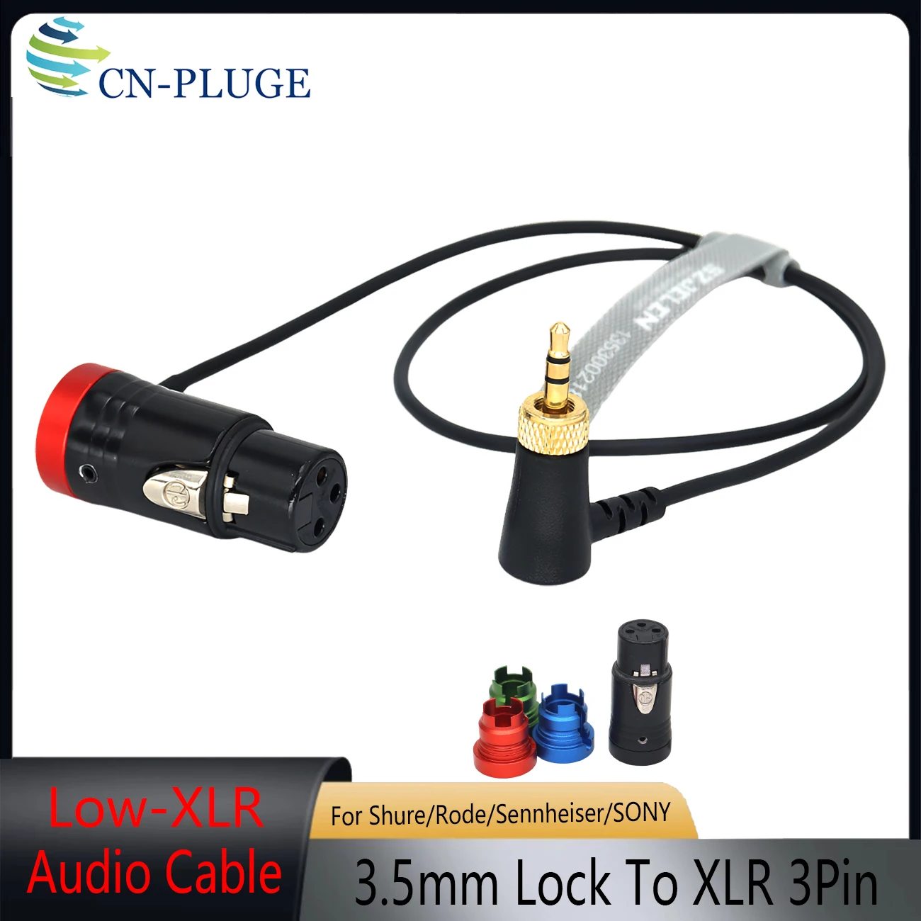 Locking 3.5mm TRS to Low Profile XLR 3Pin Female Audio Cable Mic Adapter Cord for Wireless Microphone Camera Recorder Mixer