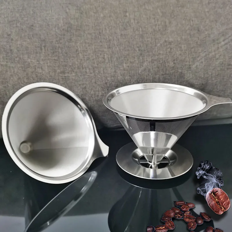 Reusable Double Layer 304 Stainless Steel Coffee Filter Holder Pour Over Coffees Drip Mesh Coffee Tea Filter Basket Coffee Tools