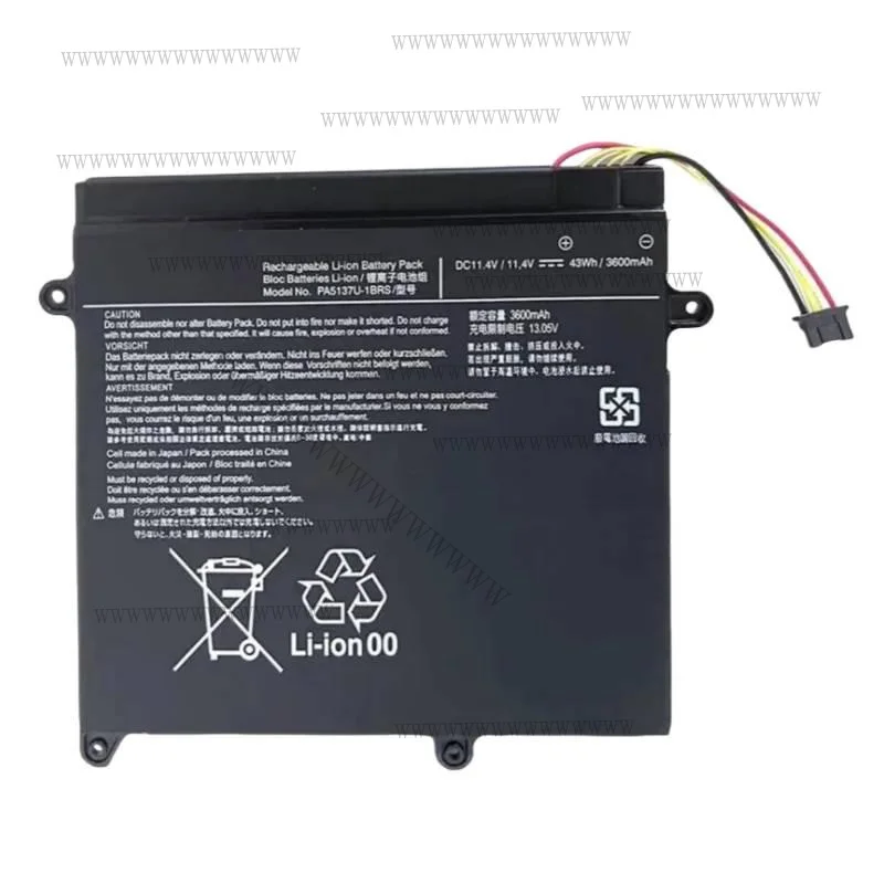 HD nuevo 3 celdas 11,4 V 43Wh 3600mAh PA5137U PA5137U-1BRS batería del ordenador portátil para Toshiba Portege Z10T-A Z10t-A-13V