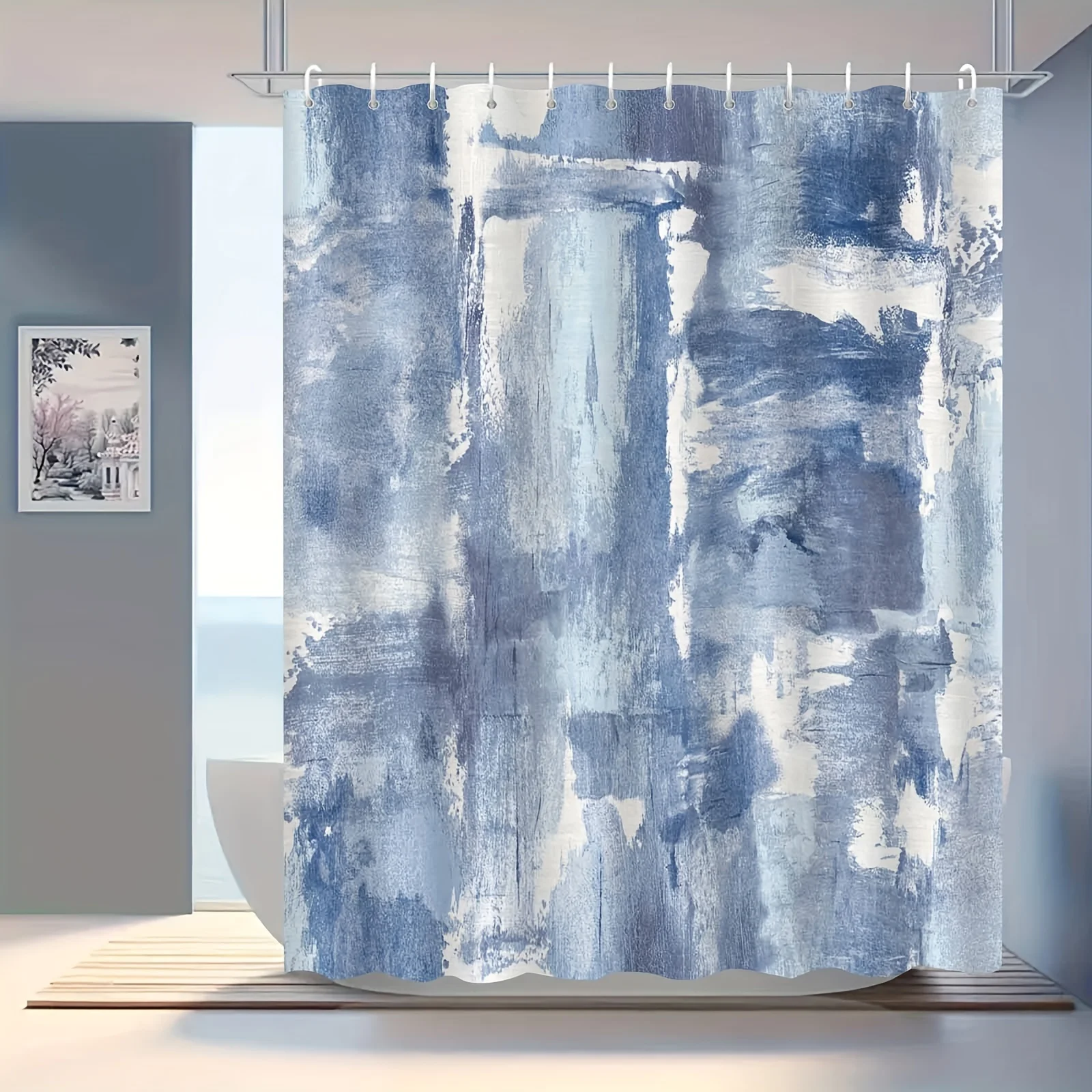 JIT1pcs Oil Painting Abstract Modern Art Tie Dye Pattern Shower Curtain, High-end Elegant Bathroom Curtain, Bathroom Decoration