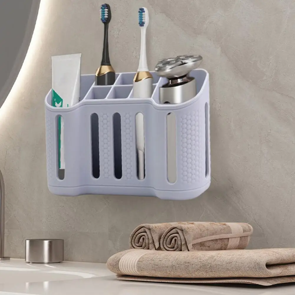 Toothpaste Organizer Bathroom Organizer Set Wall-mounted Toothbrush Holder with 8 Slots Electric Toothbrush for Bathroom