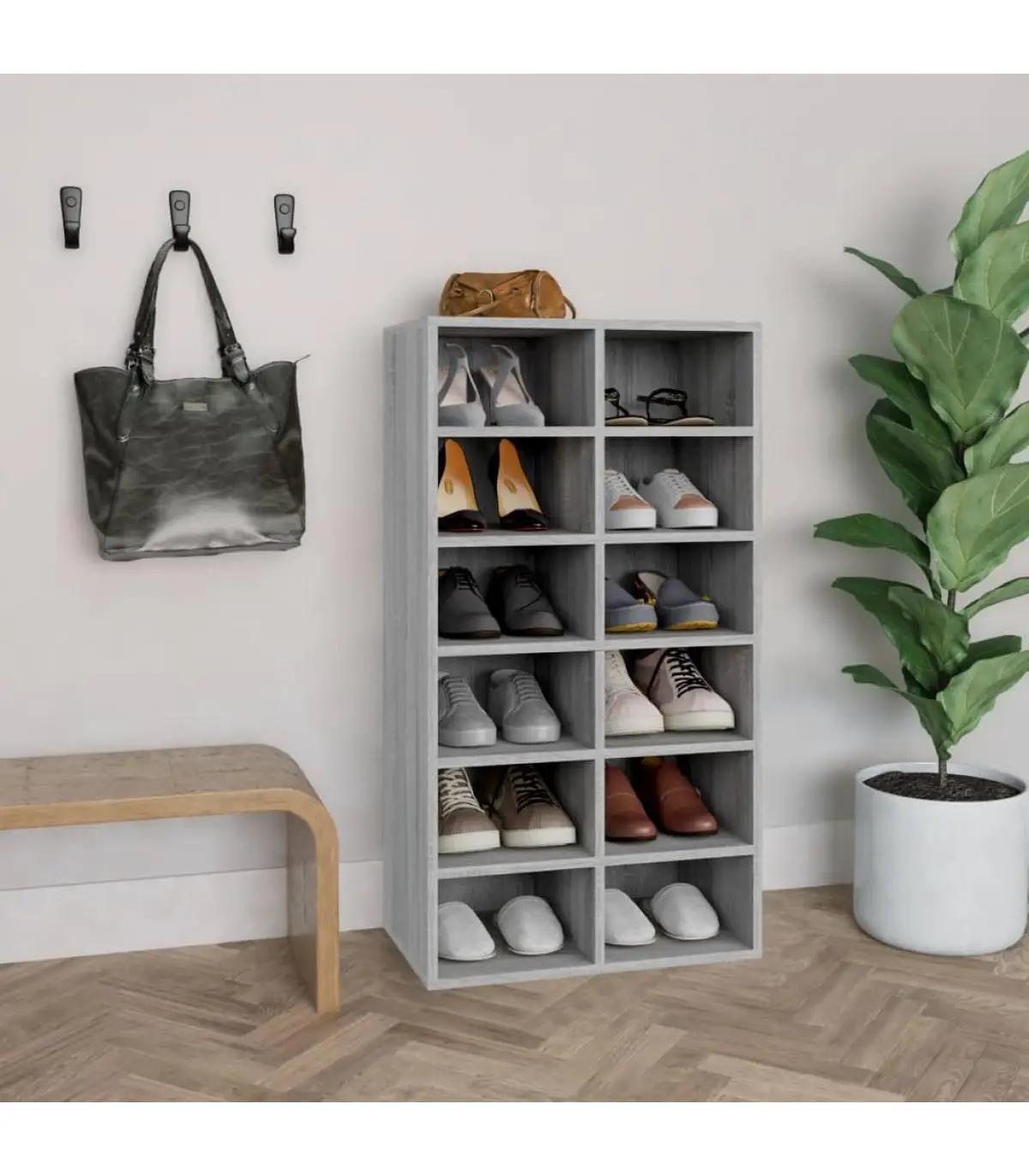 Shoemakers and shoe organizers Shoemaker furniture plywood gray Sonoma 54x34x100,5 cm