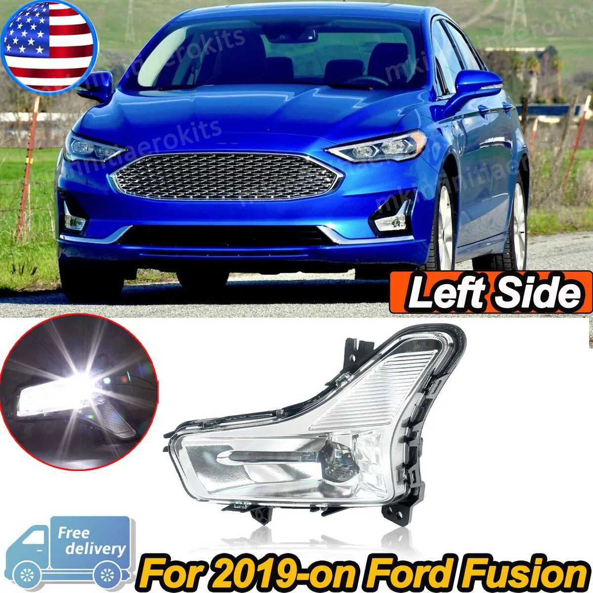 

Замена передней левой противотуманной фары для Ford Fusion 2019-2021, левая сторона водителя, сигнальная лампа KS73-15A254-CB
