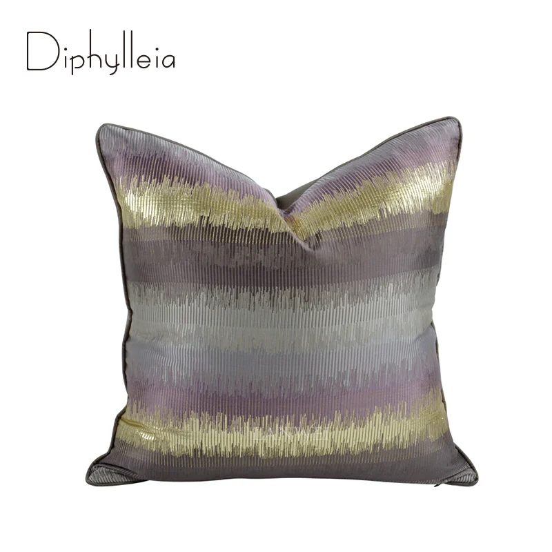 

Diphylleia Painstakingly Design Gradient Ombre Cushion Cover Gold Purple Geometry Embroidery Throw Pillow Case Modern Upholstery