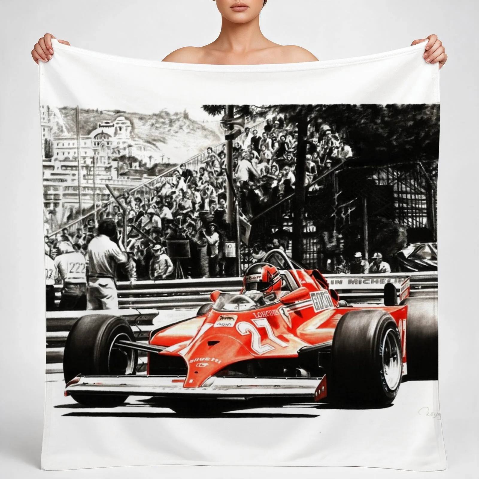 Villeneuve, Monaco GP, 1981. LF2 Throw Blanket couch cozy soft plush fuzzy picnic outdoor blanket