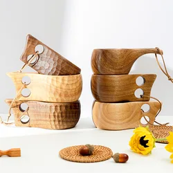 Acacia Wood Milk Cup Breakfast Cup Turtle Shell Finnish Cup Camping Handy Cup Portable Outdoor Cup Dropshipping Bushcraft