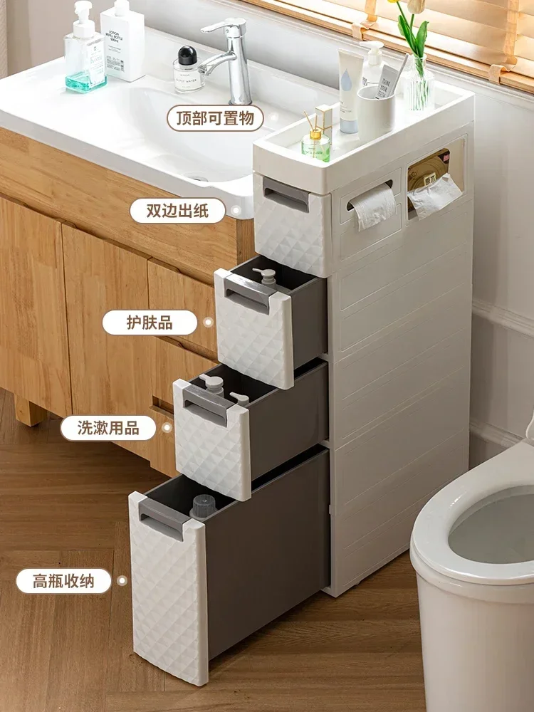 Toilet crevice storage rack, plastic floor type, multi-layer toilet crevice rack, bathroom toilet edge storage cabinet