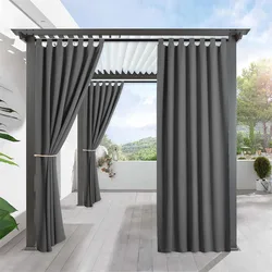 1PC, Outdoor Thermal Insulation Waterproof Curtain, Tab Top Curtain For Patio, Porch, Pergola, Cabana Decor