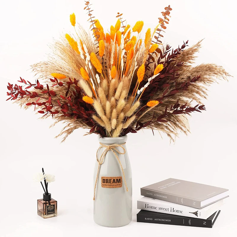 

Natural Plant Dried Pampas Grass Bouquet Boho Reed Dried Flower Wedding Scene Photo Shoot Ornaments Thanksgiving Home Decoration