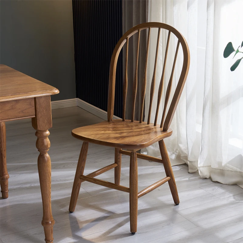 Light luxury American solid wood retro dining chair simple Nordic living room Windsor chair cafe shop dining chair