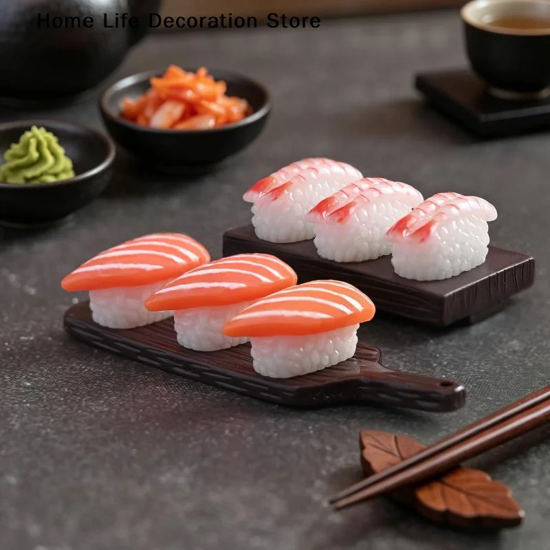 【H】10pcs Mini Japanese Sushi Model Salmon Roe Sweet Shrimp Sushi Miniature Food DIY Resin Accessory Pendant Dollhouse Decoration