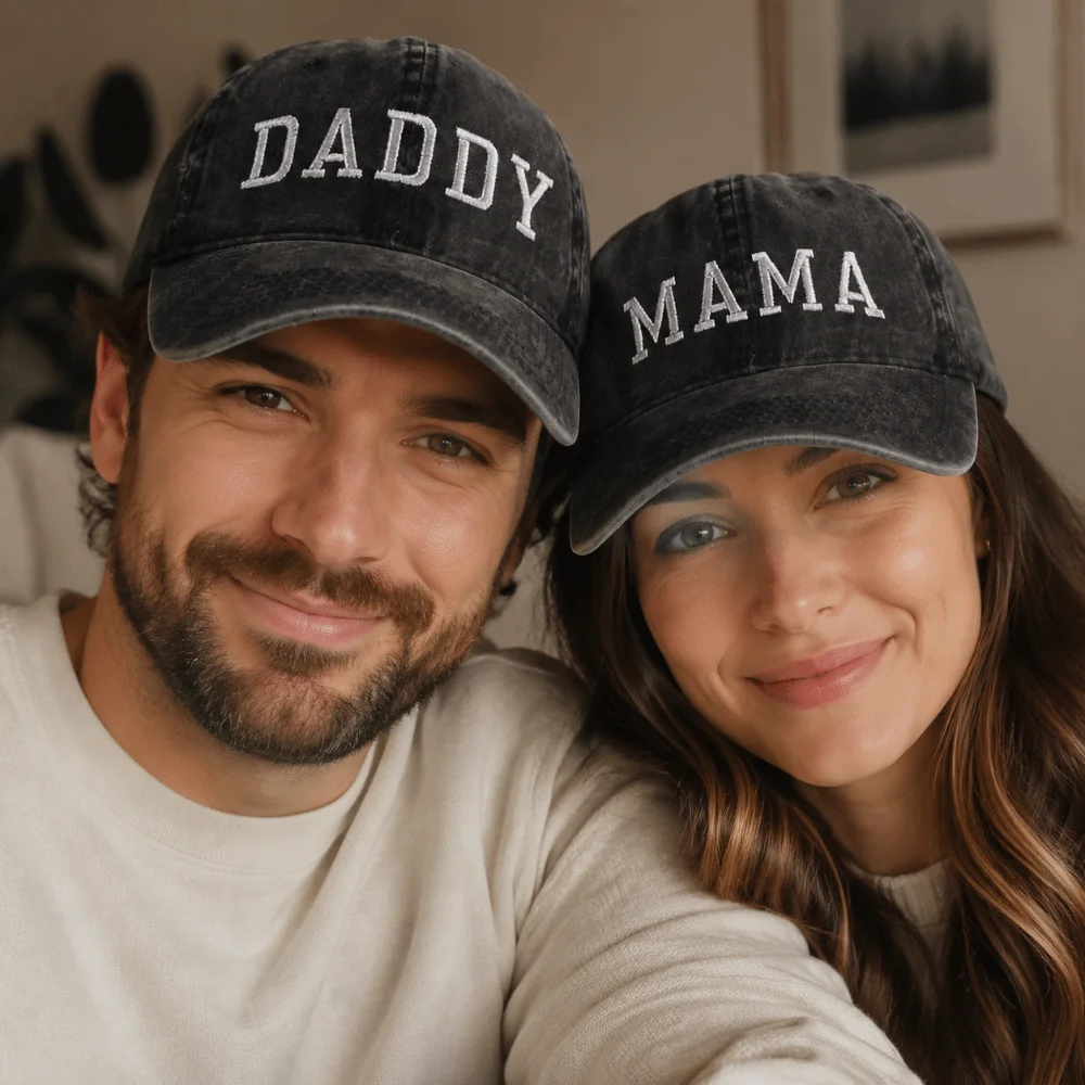 Washed Cotton Daddy Mama Mini Embroidery Caps Vintage Adjustable Parent-Unisex Baseball Hats Breathable