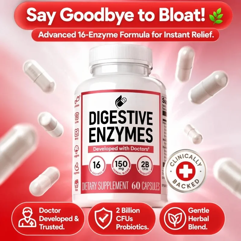 Say Goodbye To Bloat. 16 Enzymes + 2B Probiotics. Doctor-developed. 60 Caps. Instant Relief. Click To Digest Better