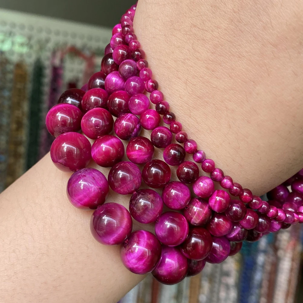 45 Styles Natural Stone Beads Rose Red Tiger Eye Fuchsia Jades Agate Quartz Beads Jewelry Making Findings DIY Bracelet Accessory