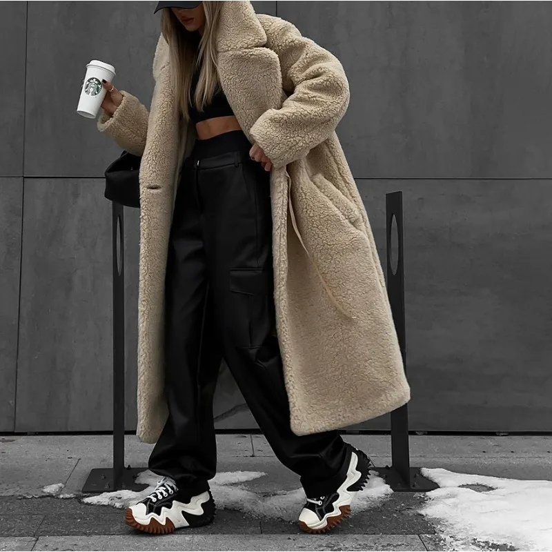 

2025 Fashion Fleece Fur Jacket, New Autumn Style Long Warm Coat for Women in Lamb Wool
