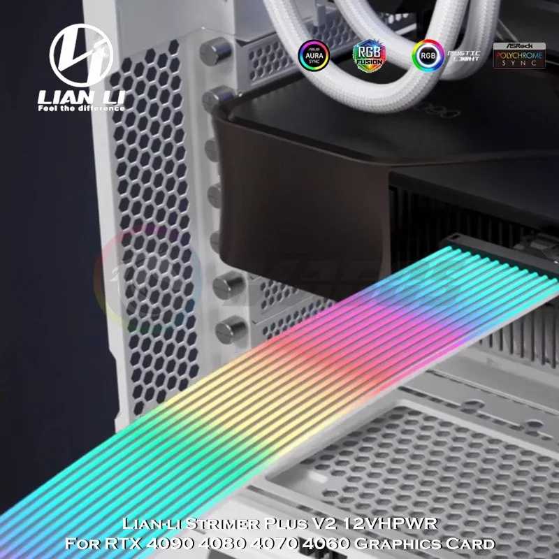 Imagem -03 - Lian li Strimer Plus v2 12 Série Rtx40 Vhpwr Usado Atx3.0 Psu 600w Gpu Cabo de Extensão Rgb Neon Line Cord