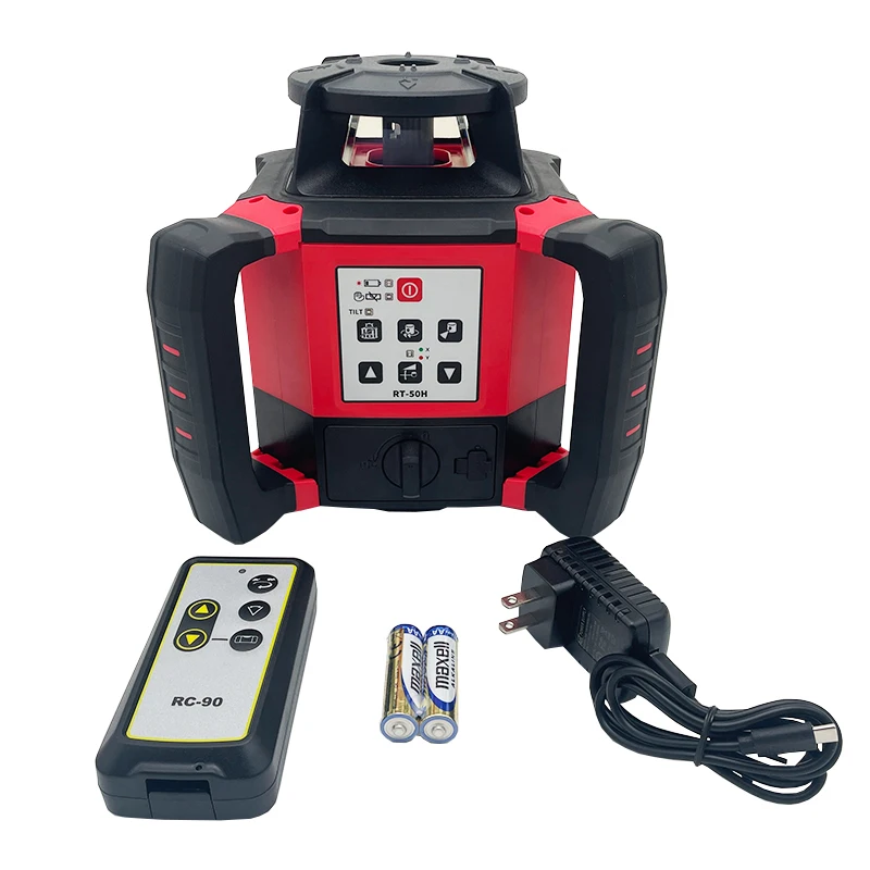 RT-50H Dual Slope Self-Leveling Rotary Laser Level, Adjustable Speed Long Range Red Beam