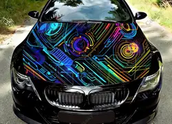 Technical Geometric Stripes Car Hood Decal Stickers Wrap Vinyl Film Engine Cover Decals Sticker Car Hood Protective Film