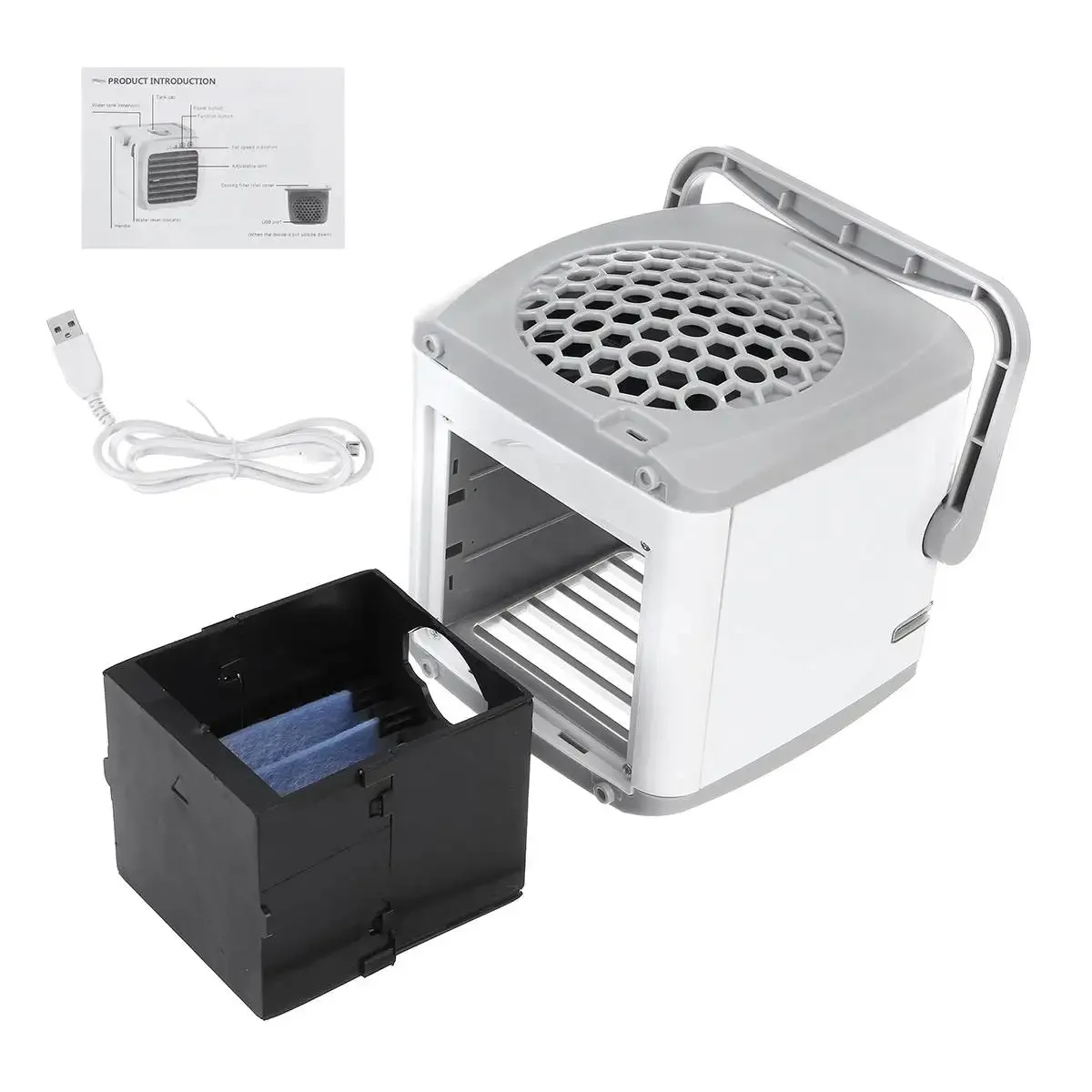 พัดลมระบายความร้อนส่วนบุคคลขนาดเล็กพัดลมปรับอากาศ USB ระบายความร้อนด้วยวิธีที่ง่ายรวดเร็วในการทำให้พัดลมเย็นสำหรับสำนักงานบ้าน