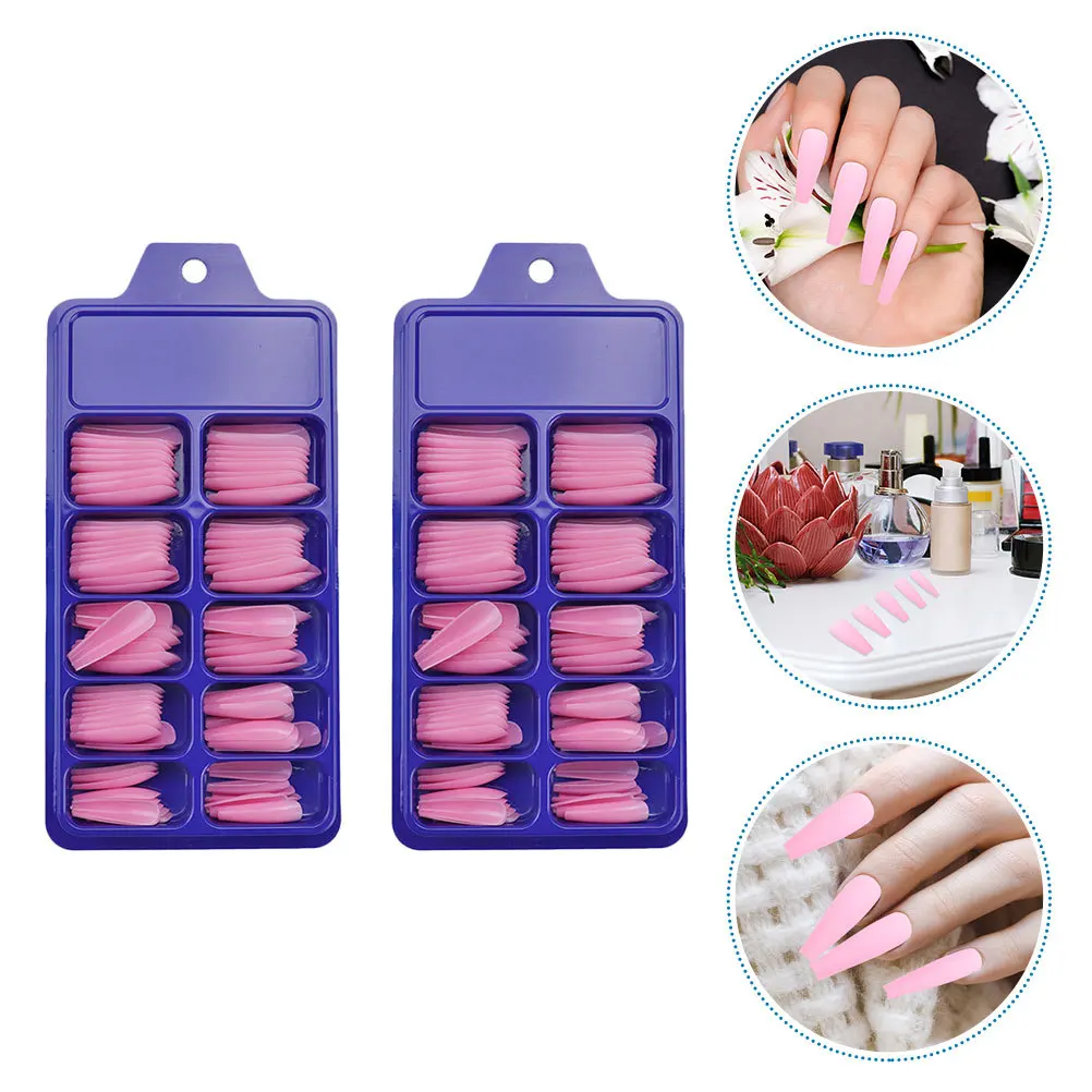 

200Pcs Colorful Fake Nails Press on Nails Full Cover Coffin Tips Long False Nail Art for Wedding Party Manicure Beauty Tools