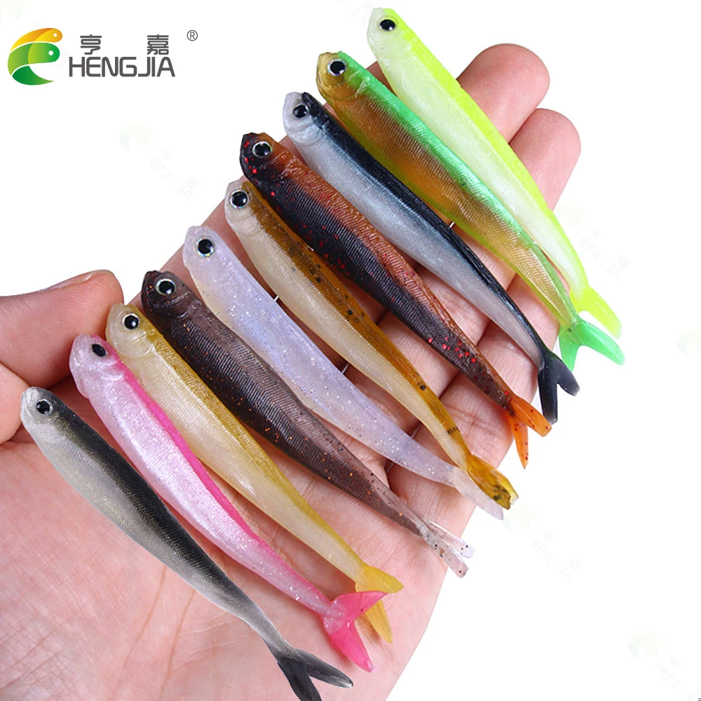 10pcs/lot  Soft Lures Silicone Bait  8.5cm 2.6g  Fork Tail Swimbait Wobblers Artificial Tackle Goods For Fishing Sea Fishing