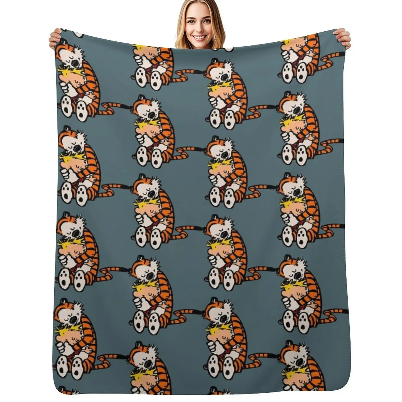 

calvin and hobbes had funy hug Throw Blanket heavy to sleep Warm Nap Custom Blanket