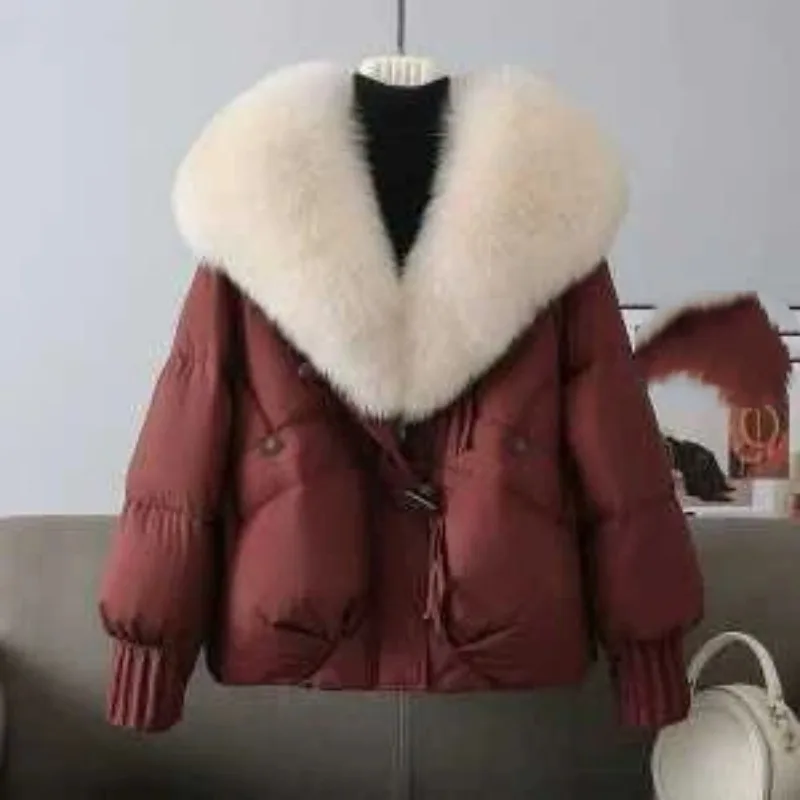 Big Fur Collar Thickened Down Cotton Coat New Winter Cotton Coat Foreign Style Age-reducing Bread Short Jacket for Women
