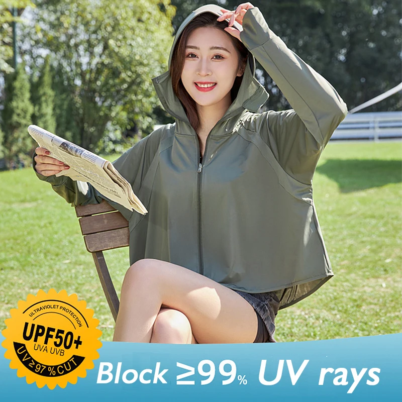 Summer Upf 50+ Uv Protection Skin Coats Women Black Rubber Big Brim Sportswear Hooded Driving Outwear Windbreaker Hiking Jacket