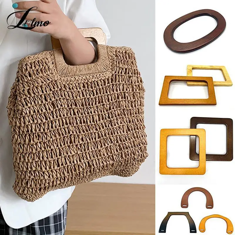 Square Wood Straps D Shape Wooden Bag Handle Decorative DIY Classic Bags Accessories Handbag Tote Replacement Making Tool