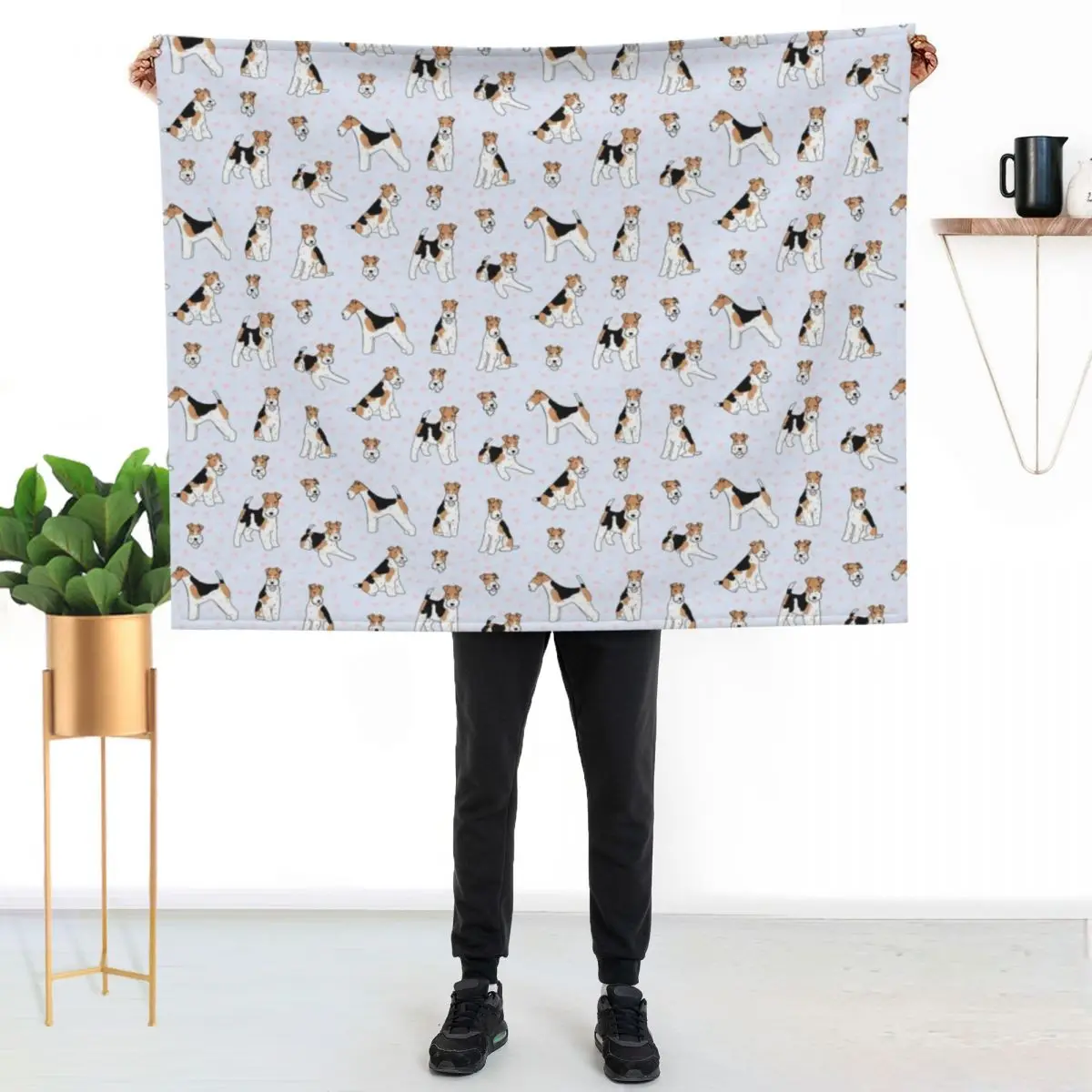 Wire Fox Terrier cute illustration pack Throw Blanket Shaggy Warm Thins Bed linens Tourist Blankets