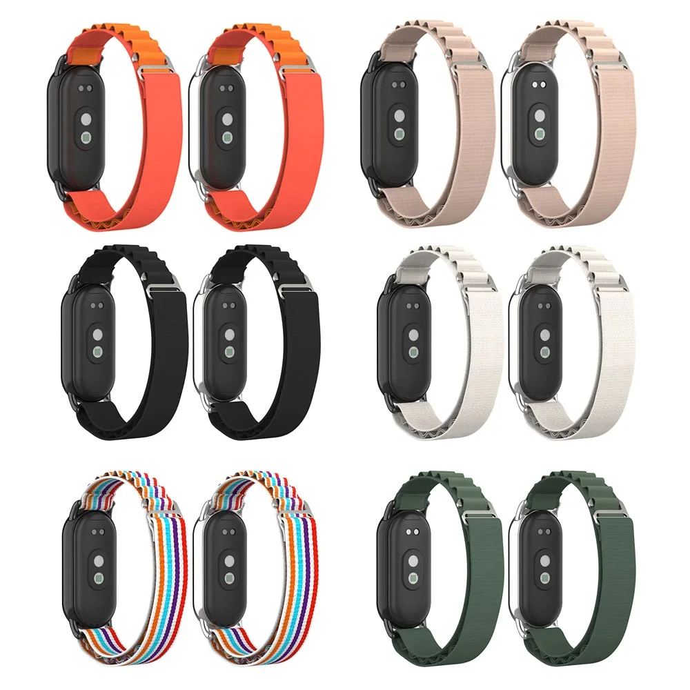 Nylon Breathable Strap for Xiaomi Mi Band 8 9 Wristband Bracelet Metal Head Particles for Mi Band 9 Watchband Accessories