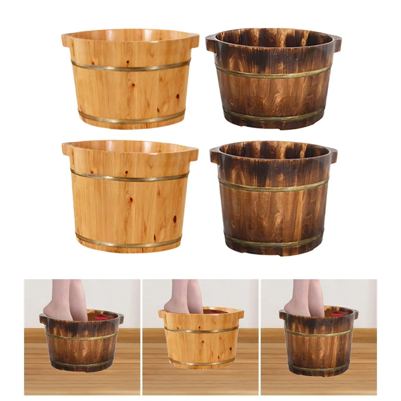 Wood Foot Bath Tub Large Capacity Practical Foot Bath Barrel Footbath Basin Foot Washing Bucket for Bathroom Foot SPA Women Men