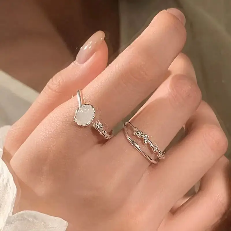 

Fashion 925 Sterling Silver Ring Simple Charm Personality Women Ring Birthday Party Gift Exquisite Accessories
