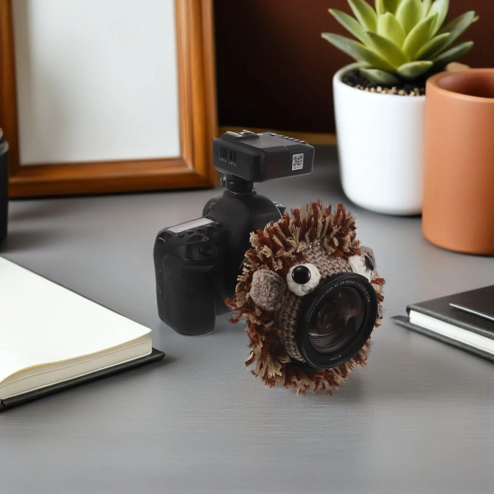 Hand Knitted Camera Lens Decorative Ring Cute Animal Crochet Lens Hugger Photography Prop for Newborn Baby Photo Sessions