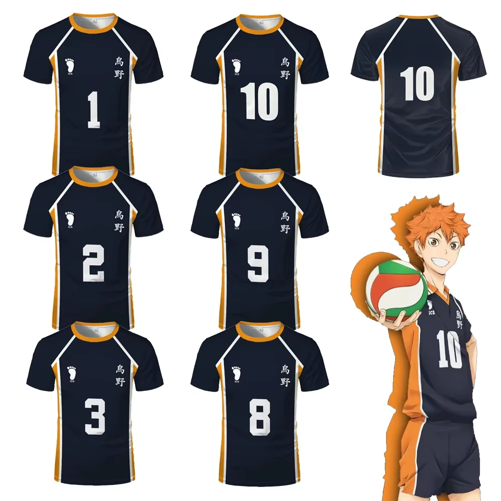 Disfraz de Anime Haikyuu, Karasuno, Club de voleibol de escuela secundaria, Hinata Shyouyou Kageyama, ropa deportiva, camisetas, regalos de Halloween