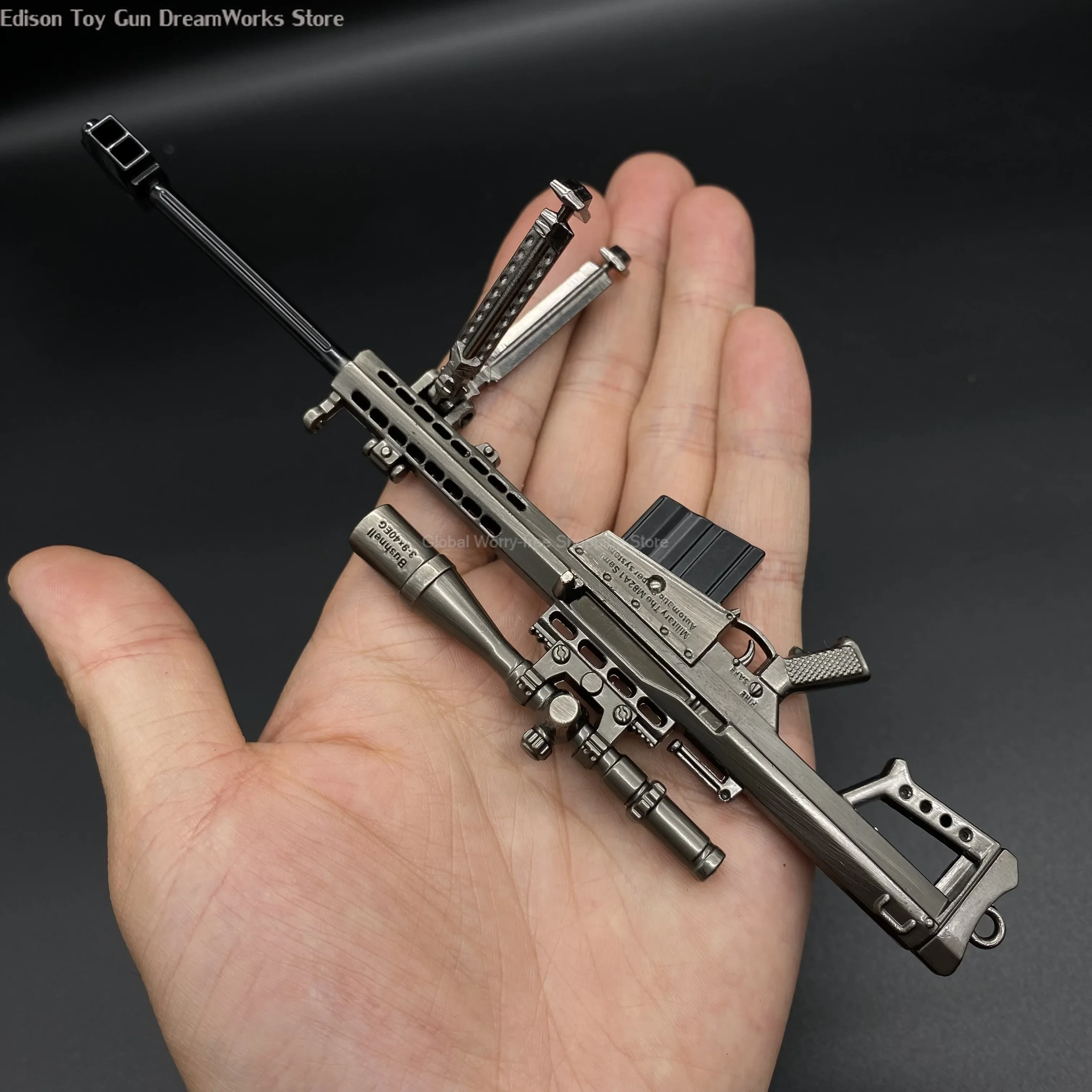 Metal Barrett Sniper Rifle Gun Chaveiro, Modelo minúsculo de liga, Figura Arma, Exibir Arte, 6.7 Brinquedo, M82A1, Novo, 2024