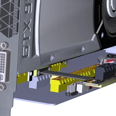 Silver PCI-E X1 To X1 Turn 90 Degree Dual Right Upright Angle Extension Cables PCIe 4.0 X1 (16G/bps)