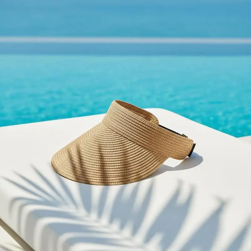 Gewebter Stroh-Sonnenschutzhut für Frauen, UV-Schutz, breite Krempe für Sommer, Strand, Reisen, Wandern, Camping, täglichen Gebrauch – Detail 7