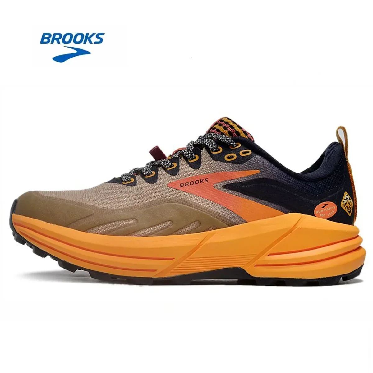 BROOKS Cascadia 16 Running Shoes Orange Deep Blue Purple Brown Men Women Long-Distance Road Sport Training Casual Sneakers