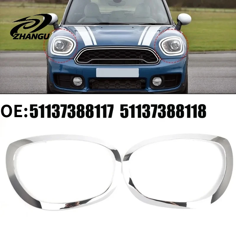 

2017-2021 F60 for BMW Mini Cooper Countryman Chrome Headlight Trims Cover Rings Chrome Trim 51137388117 51137388118