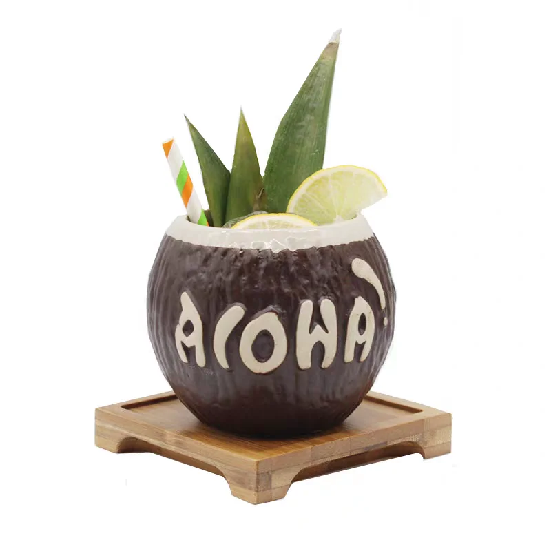 

400ml Ceramic Mug Coconut Shape Mug For Gifts Cups And Mugs Collection New Year Decoration Tiki Mug Barware