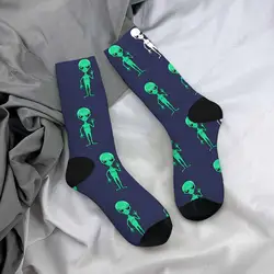 Cartoon Character Alien Mens Fun Dress Socks Group Of Green Alien Socks For Women Funny Novelty Crazy Design Cotton Socks