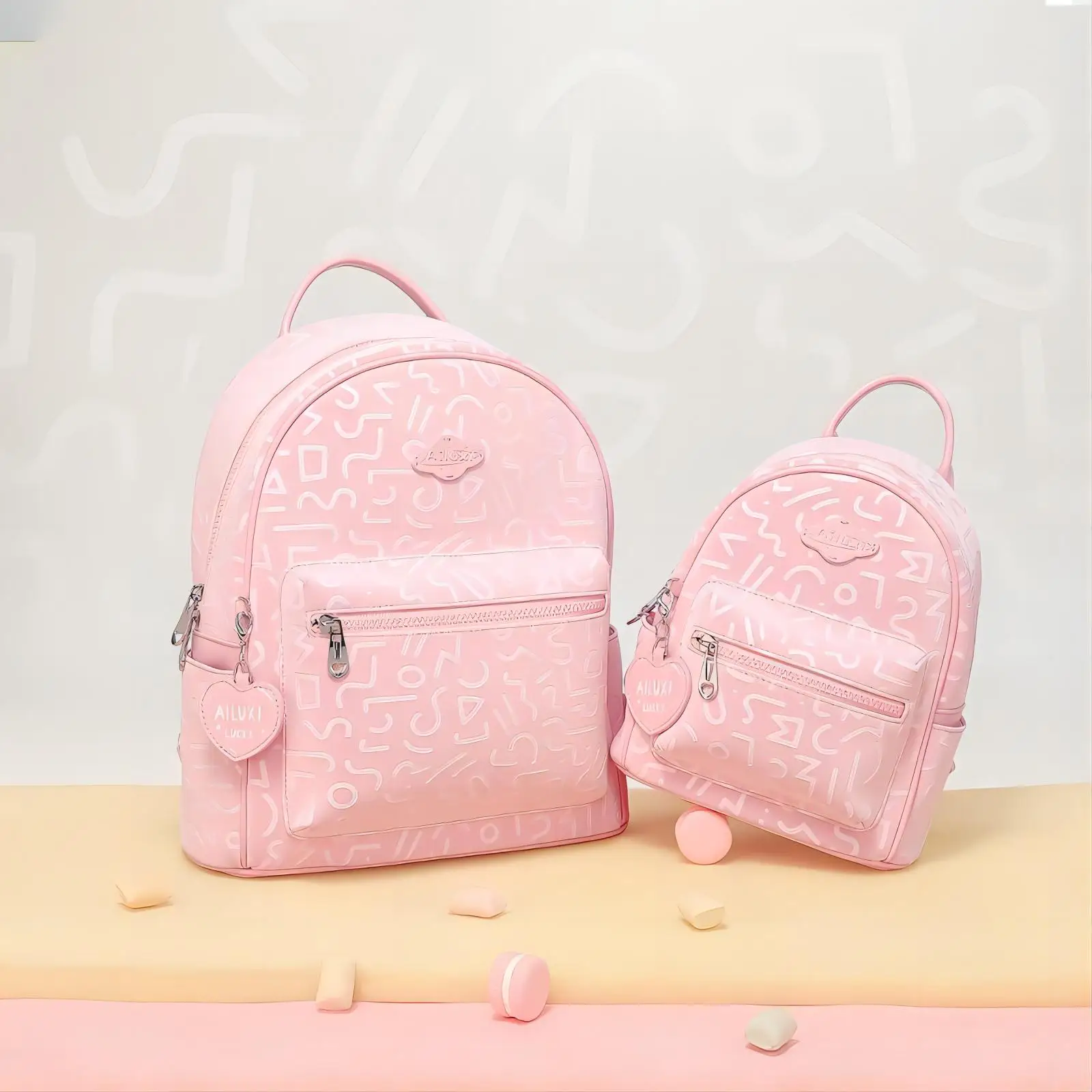 

AILUXI Women's Backpack 2025 Summer New for Girl's Cute Pink Designer Small One Shoulder PU Leather Bag Large Capacity Schoolbag