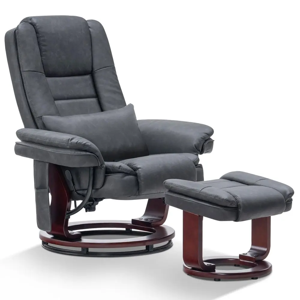 Drehbarer Relaxsessel mit Hocker, TV-Sessel-Set mit Vibrationsmassage, für kleine Räume Wohnzimmer Schlafzimmer 9096 9099 Kunstleder