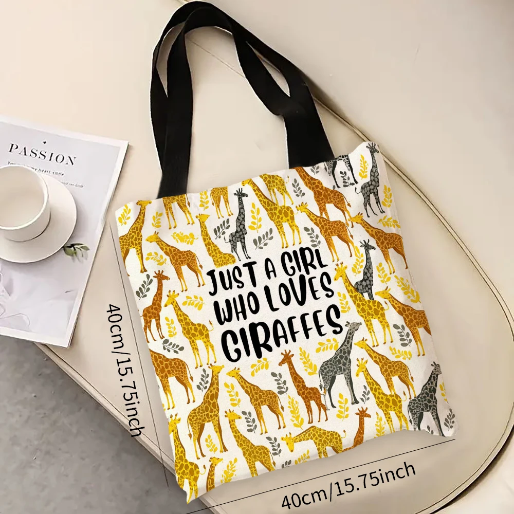 

Chic Giraffe Foldable Tote Bags Summer Travel Essentials Best Gifts Birthday Women Large Shoulder Bag 7.3