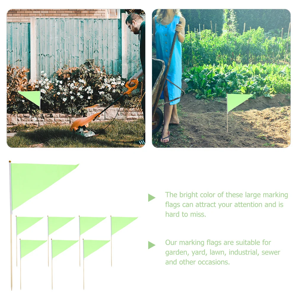 8Pcs Marking Flags Bright Colored Triangle Flags Bamboo Pole for Garden Lawn Yard Sprinkler Irrigation Dog Training Survey