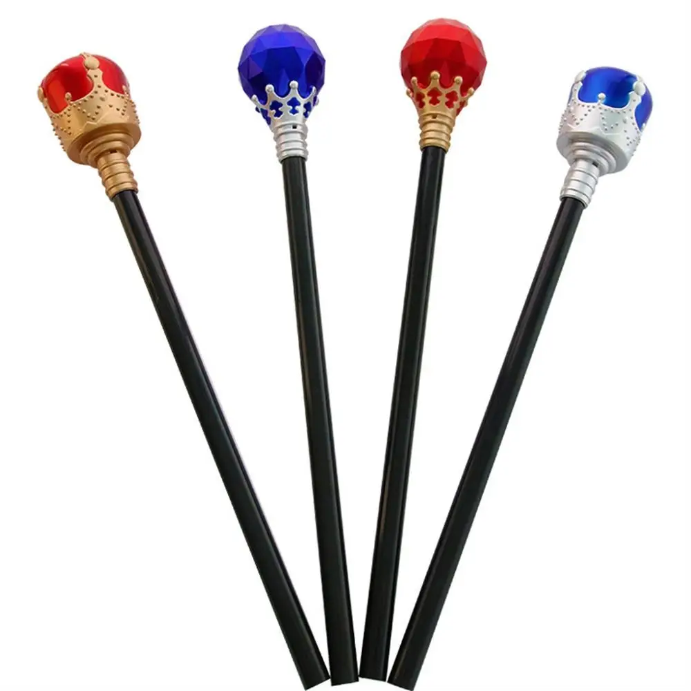 Royal King King Queen Scepter Performance Handheld Halloween Hand Wand Plastic Red/Blue Costumes Walking Cane Party Decoration